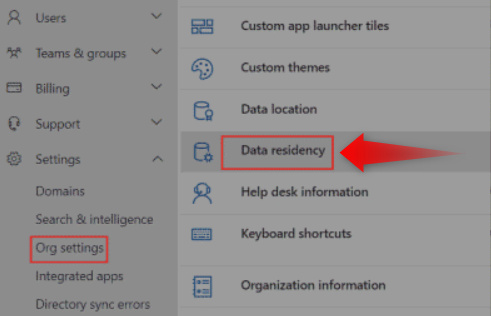 Check Microsoft 365 data location_Data storage location