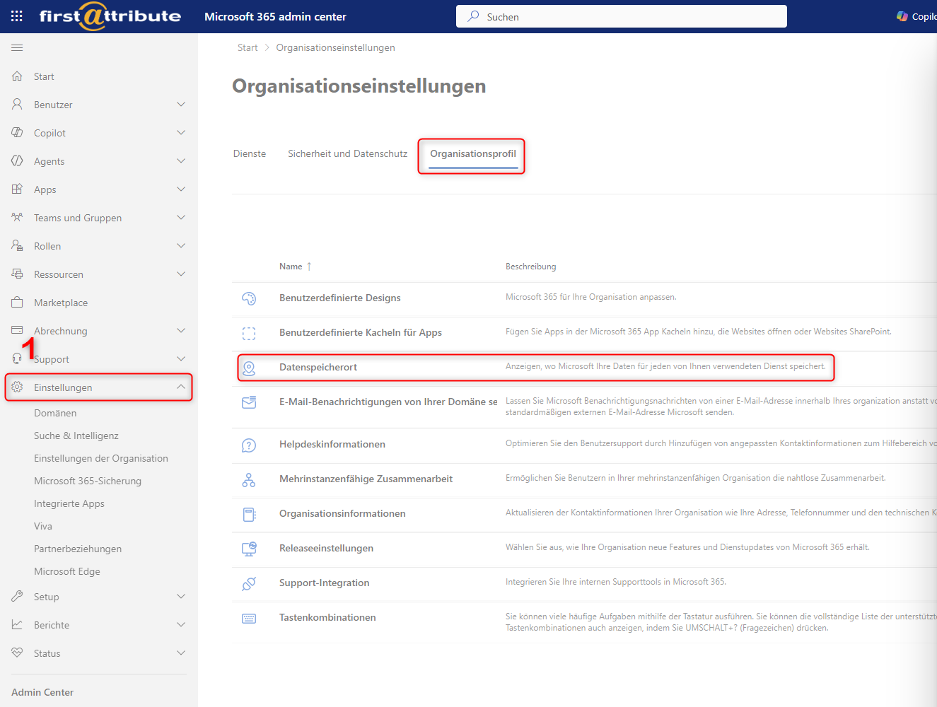 Microsoft-365-Datenstandort prüfen_Datenspeicherort